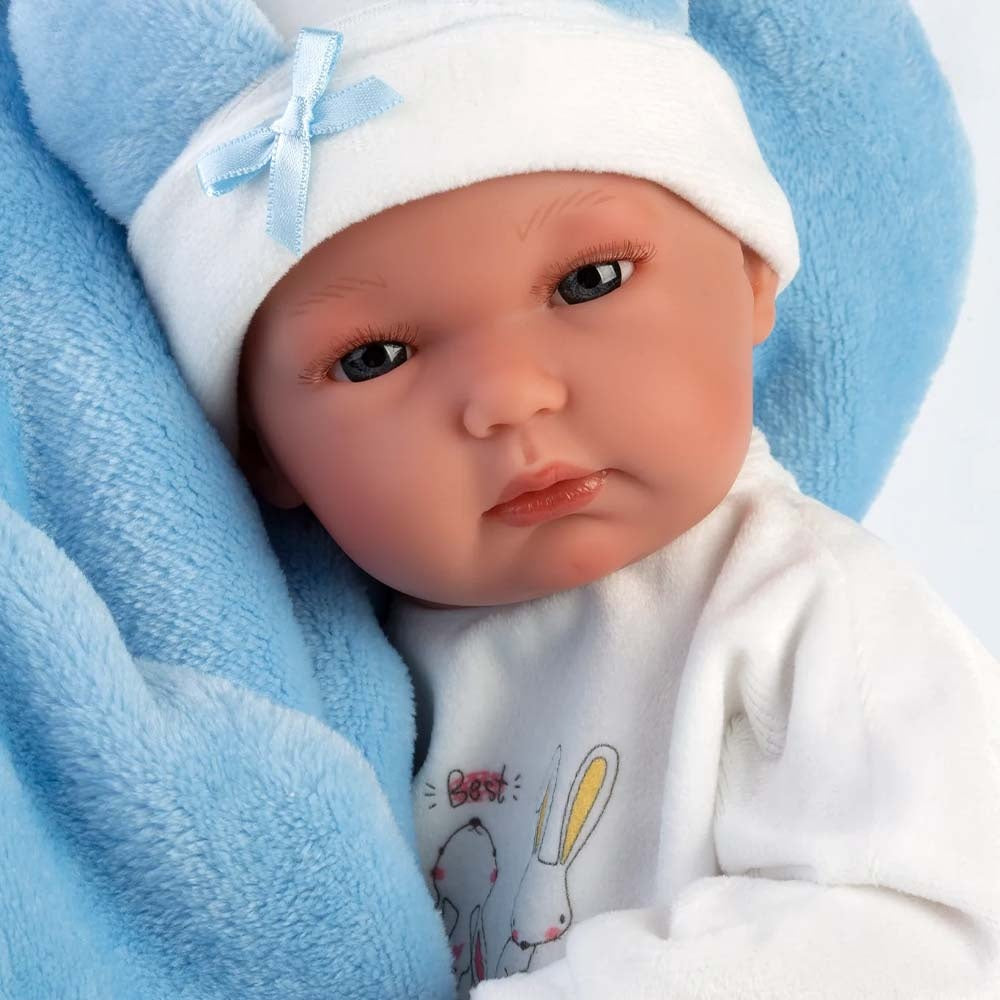 Llorens - Anatomically Correct Baby Boy Doll with Clothing & Bunny Cushion: Bimbo - 35cm