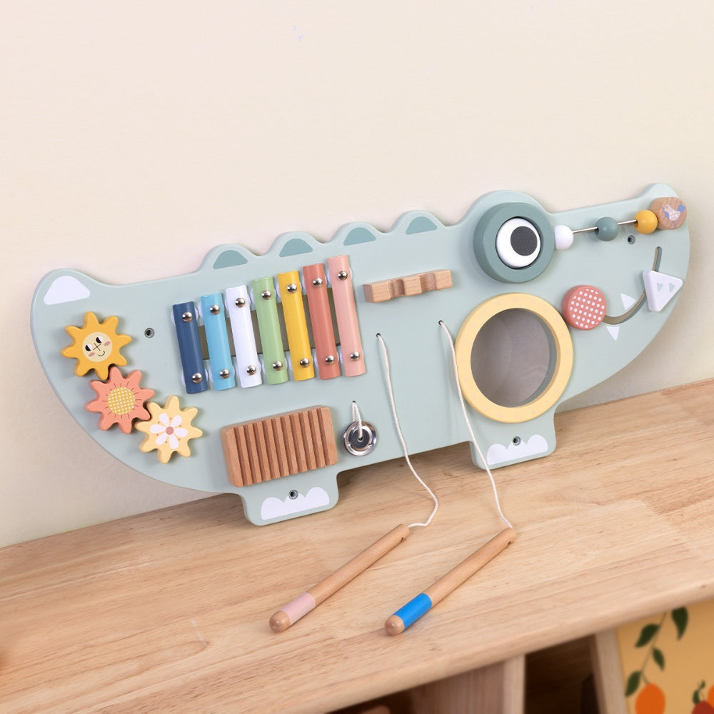 TookyToy - Wooden Crocodile Activity Wall Mounted Learning Toy