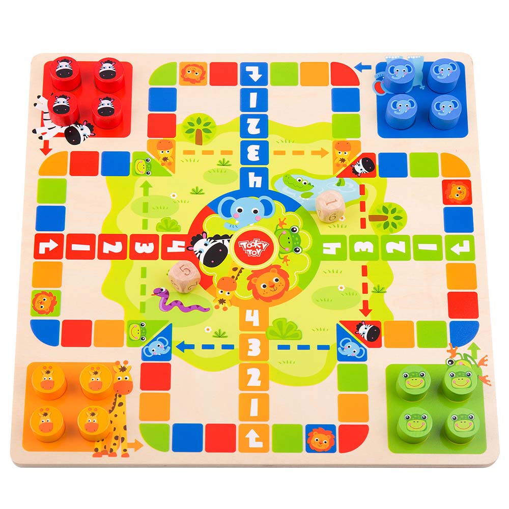 TookyToy - 2-in-1 - Game Set - Ludo & Snakes and Ladders
