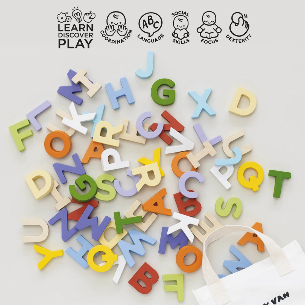 Le Toy Van - Wooden Alphabet Set & Bag - 60 Letters