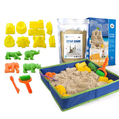 Jar Meló - Kids Kinetic Sand Play Set with 2kg Magic Sand, Tray and Tools