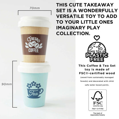 Le Toy Van - Wooden Tea & Coffee Re-Useable Eco Cups - 2pcs