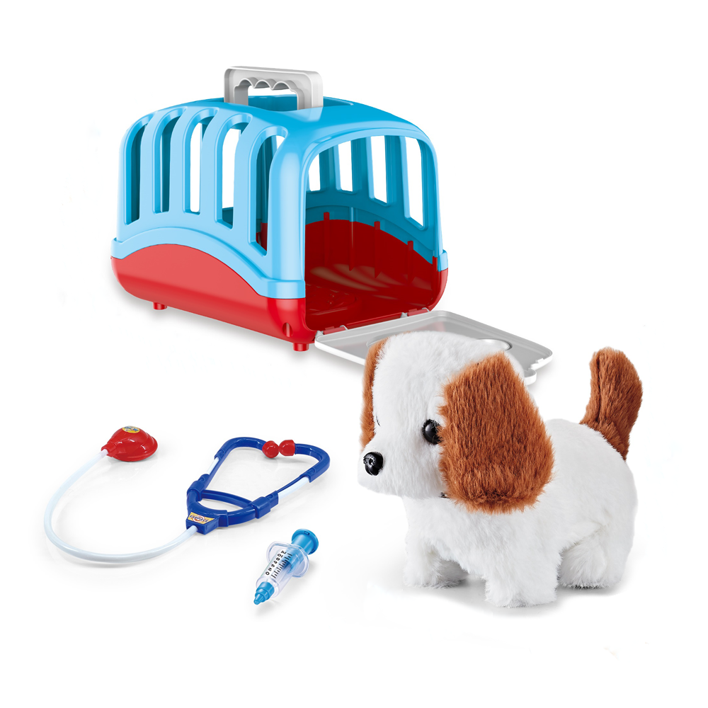 Cogo - Pretend & Play Electric Dog Care Kit with Pet Vet Accessories - Brown and White Dog