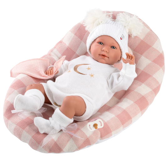 Llorens - Baby Girl Doll with Crying Mechanism, Clothing & Bed Cushion: Mimi - 42cm