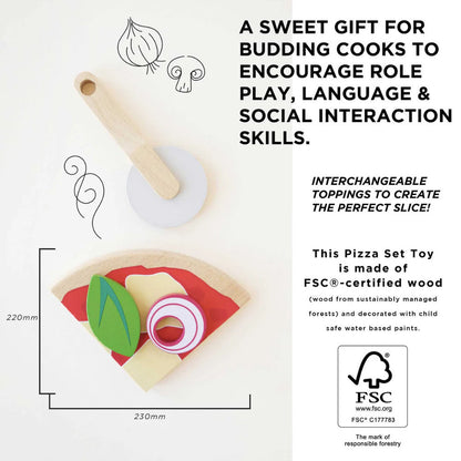 Le Toy Van - Wooden Pizza & Toppings with Slice Cutter - 13pcs