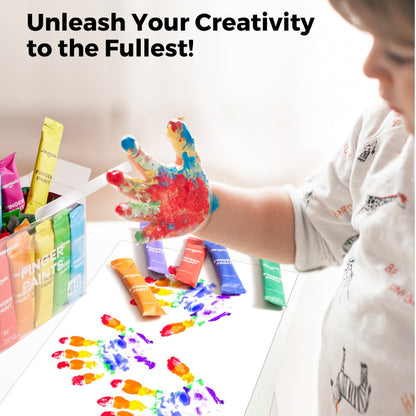 Jar Meló - Colour Burst Finger Paint Set - 12 Colours for Kids Art & Sensory Play
