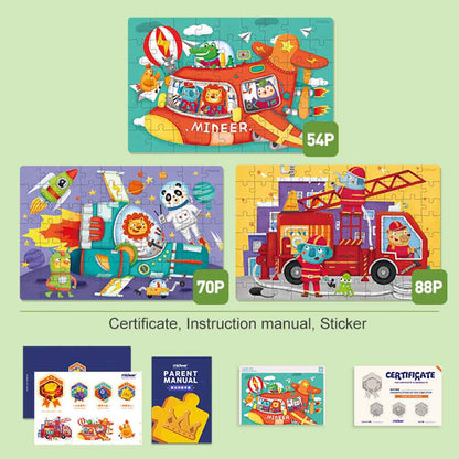 Mideer - Level Up Puzzles - 3-in-1 - Level 4 Transportation