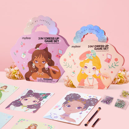 Mideer - 3-in-1 Makeup and Dress Up Arts & Crafts Book Set: Princess Fashion Show
