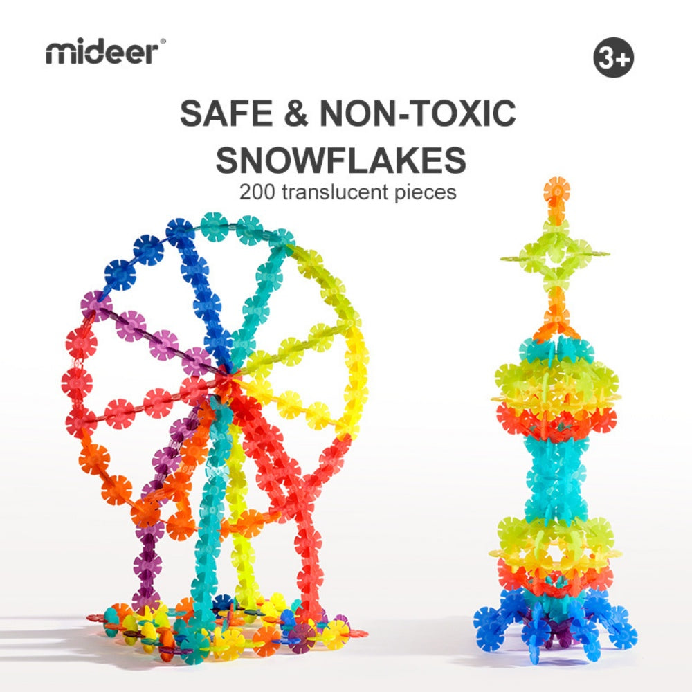 Mideer - Translucent Colour Snowflake Blocks - 200 Piece Building Set