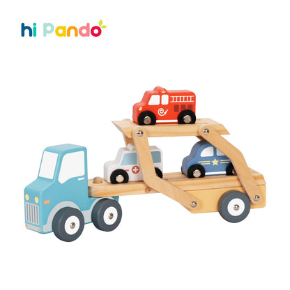 hi Pando - Wooden Car Transporter Truck - 4pcs