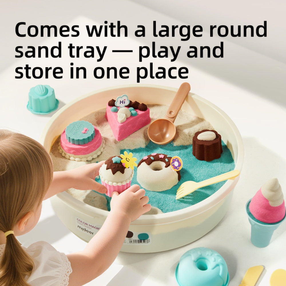 Mideer - Sweet Treat Magic Sand Play Set: 1kg Kinetic Sand with Sensory Bin, Moulds & Tools