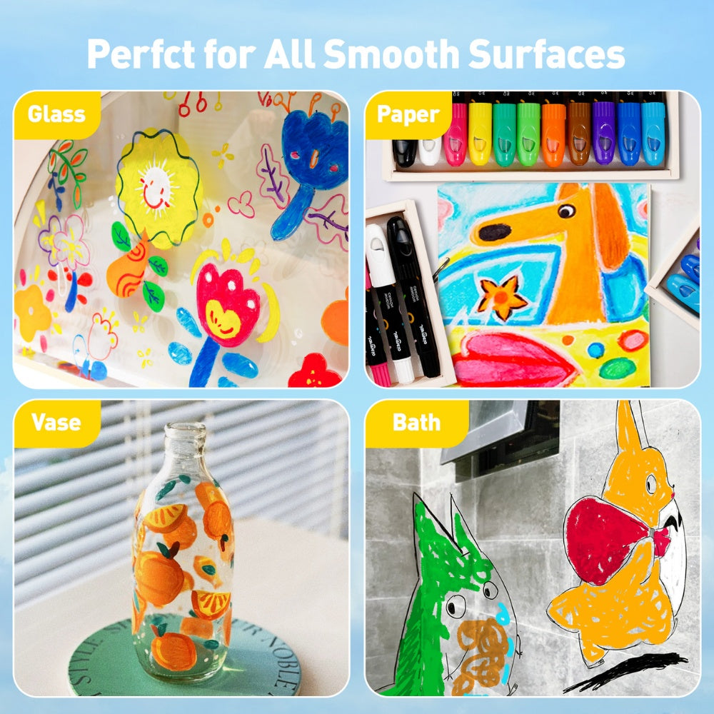Jar Meló - Bath & Window Twistable Crayons - 6 Silky Washable Colours