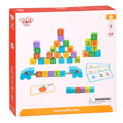 TookyToy - ABC & 123 Learning Wooden Blocks Box