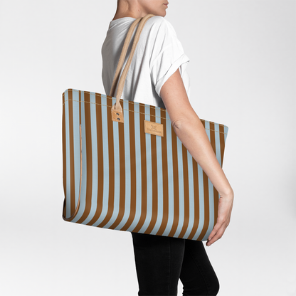 Thandana Beach Bag Large Coastal Stripe - Blue
