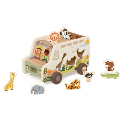 Classic World - Safari Adventurer Wooden Shape Sorter and Play Truck