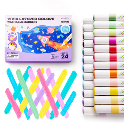 Jar Meló - Fine Tip Washable Markers - 24 Vivid Colours