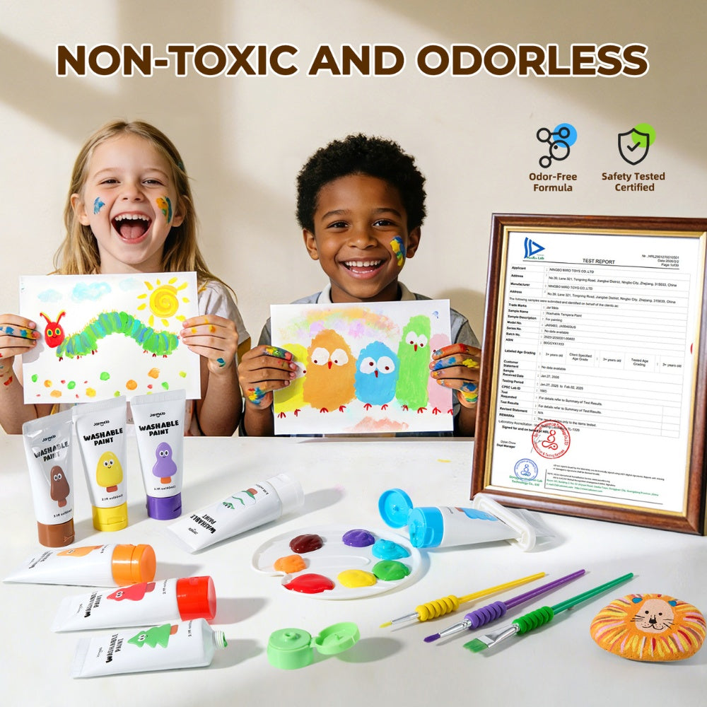 Jar Meló - Washable Squeezy Paint Set for Kids - 8 Colours with Brushes & Palette