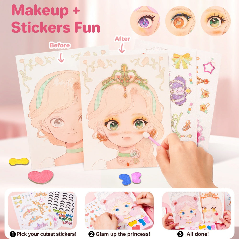 Jar Meló - 4-in-1 Makeup and Dress Up Arts & Crafts Book Set: Princess Glam