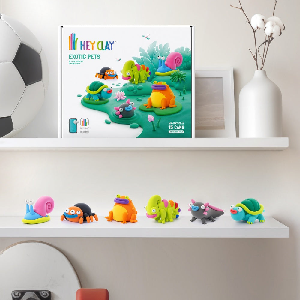 Hey Clay - Modelling Air-Dry Clay with Fun Interactive App - Exotic Pets, 15 cans