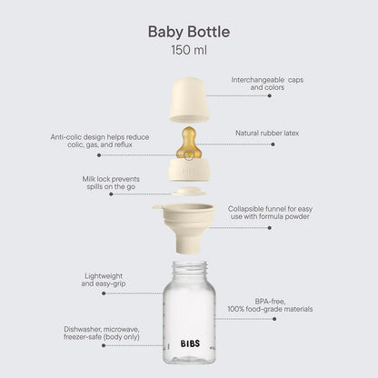 BIBS Baby Bottle Round Latex 150 ml Slow Flow - Motherhood