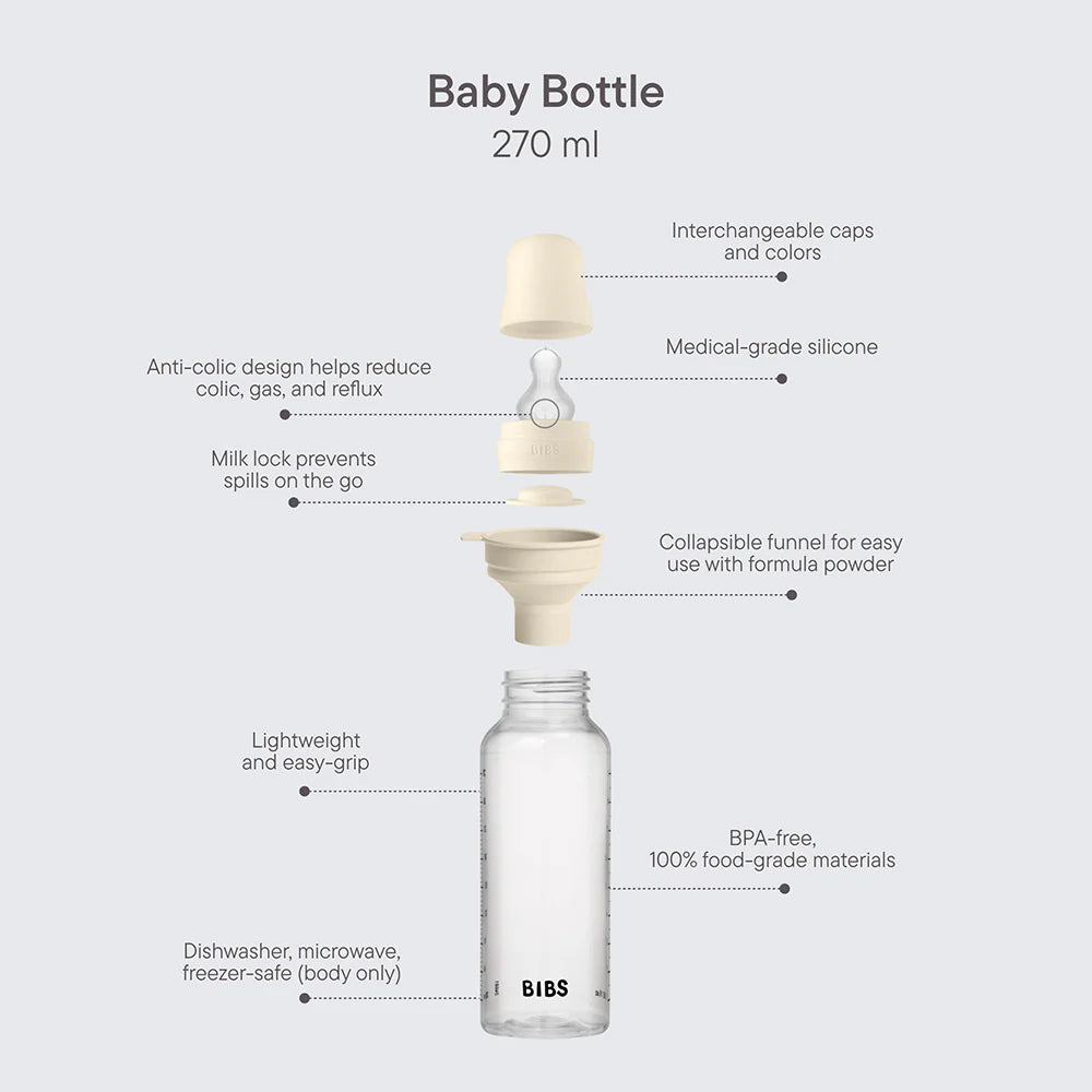 BIBS Baby Bottle Round Silicone 270 ml Medium Flow