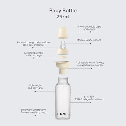 BIBS Baby Bottle Round Silicone 270 ml Medium Flow