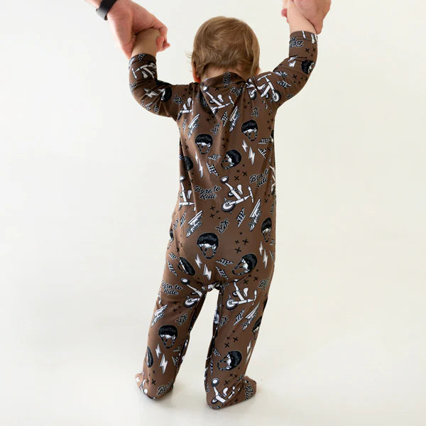 Lullaby Rock Born To Ride Onesie – Chocolate Brown Footed Baby Onesie - Motherhood