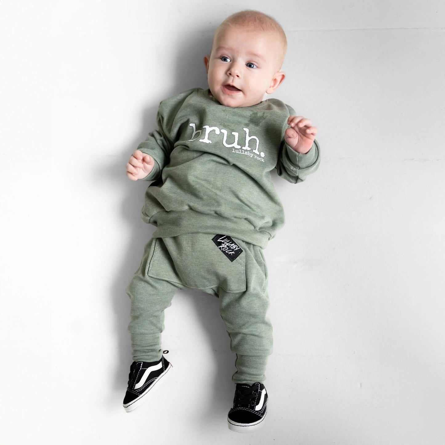 Lullaby Rock - Bruh Sweatshirt & Joggers set in Olive Green - Motherhood