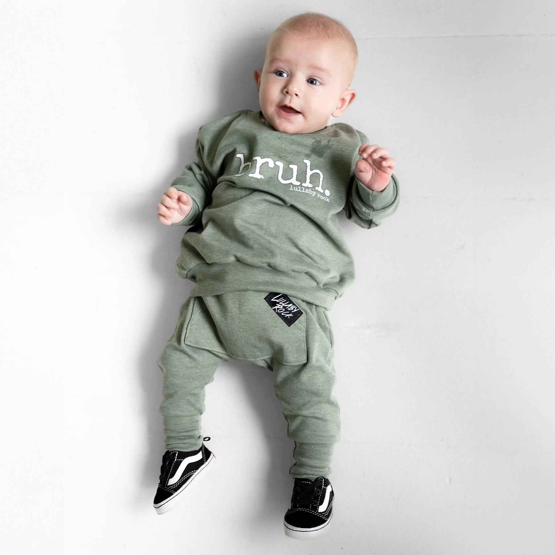 Lullaby Rock - Bruh Sweatshirt & Joggers set in Olive Green - Motherhood