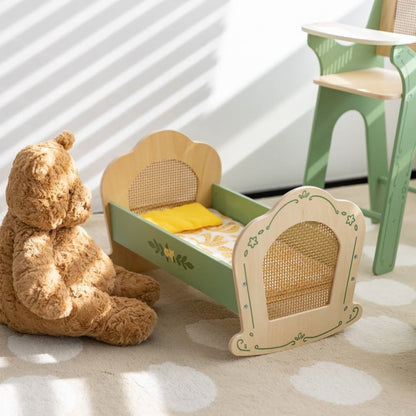 Classic World - Pretend & Play - Vintage Wooden Doll Cradle - 3pcs