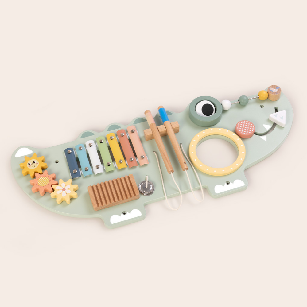 TookyToy - Wooden Crocodile Activity Wall Mounted Learning Toy