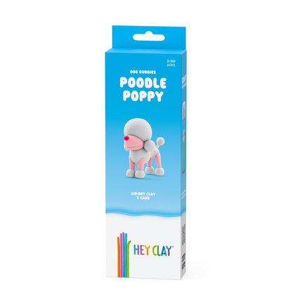 Hey Clay - Modelling Air-Dry Clay with Fun Interactive App - Poodle Poppy, Series Dog Buddies, 3 cans