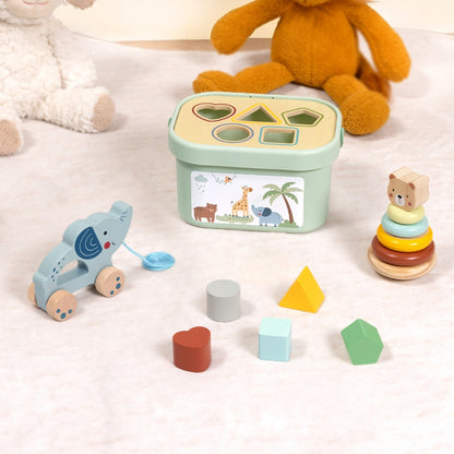 TookyToy - 3-in-1 Activity Set - Shape Sorter Stacker & Pull Along Toy