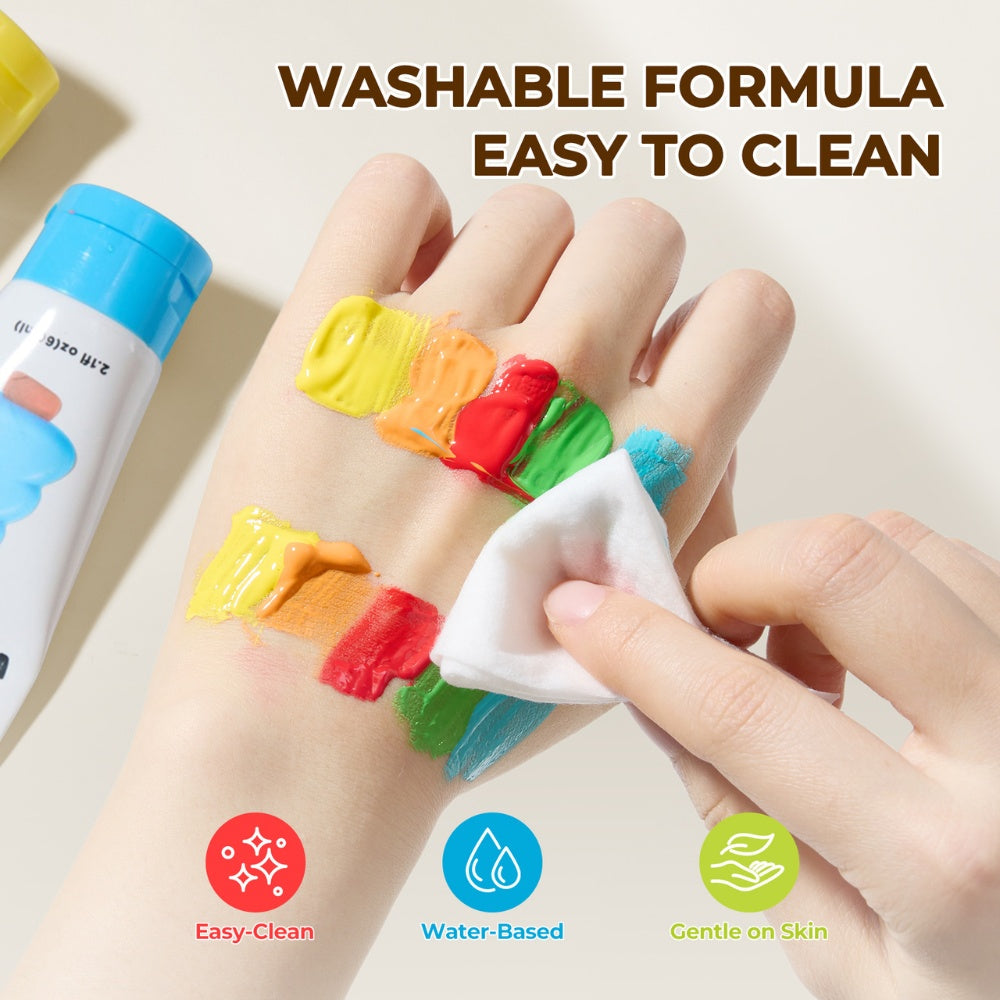 Jar Meló - Washable Squeezy Paint Set for Kids - 8 Colours with Brushes & Palette