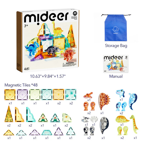 Mideer - Magnetic Tiles Building Set: Jurassic Adventure 48pcs