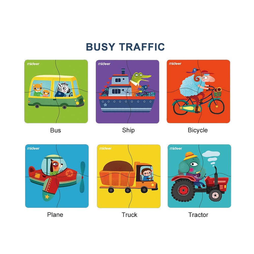 Mideer - Wooden Puzzle - Busy Traffic - 24pcs -**