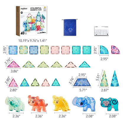 Mideer - Colourful Magnetic Tiles Building Set - Magical Jungle - 40pcs