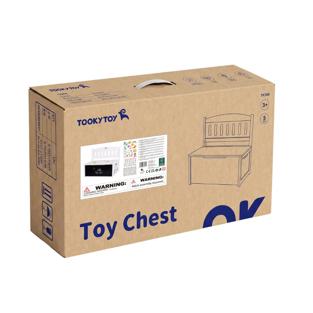 TookyToy - Wooden Toy Chest with Flip-Down Bench Seat