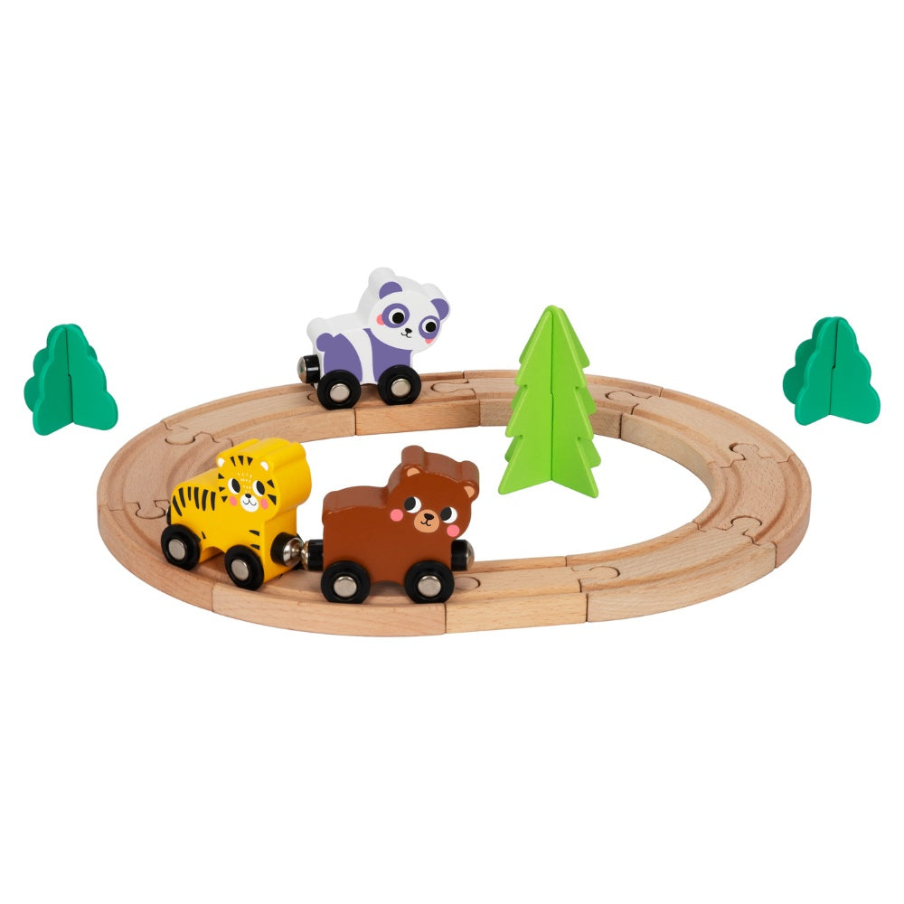 hi Pando - Wooden Animal Train Set - 19pcs