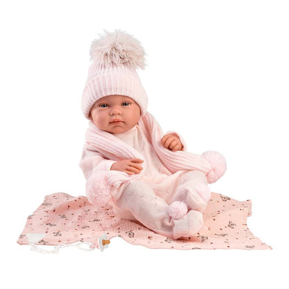 Llorens - Newborn Baby Girl Doll with Pink Beanie & Blanket: Tina - 43cm