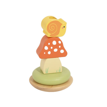 TookyToy - 3-in-1 Wooden Toy Gift Set: Ladybug Pull-Along, Rattle and Stacking