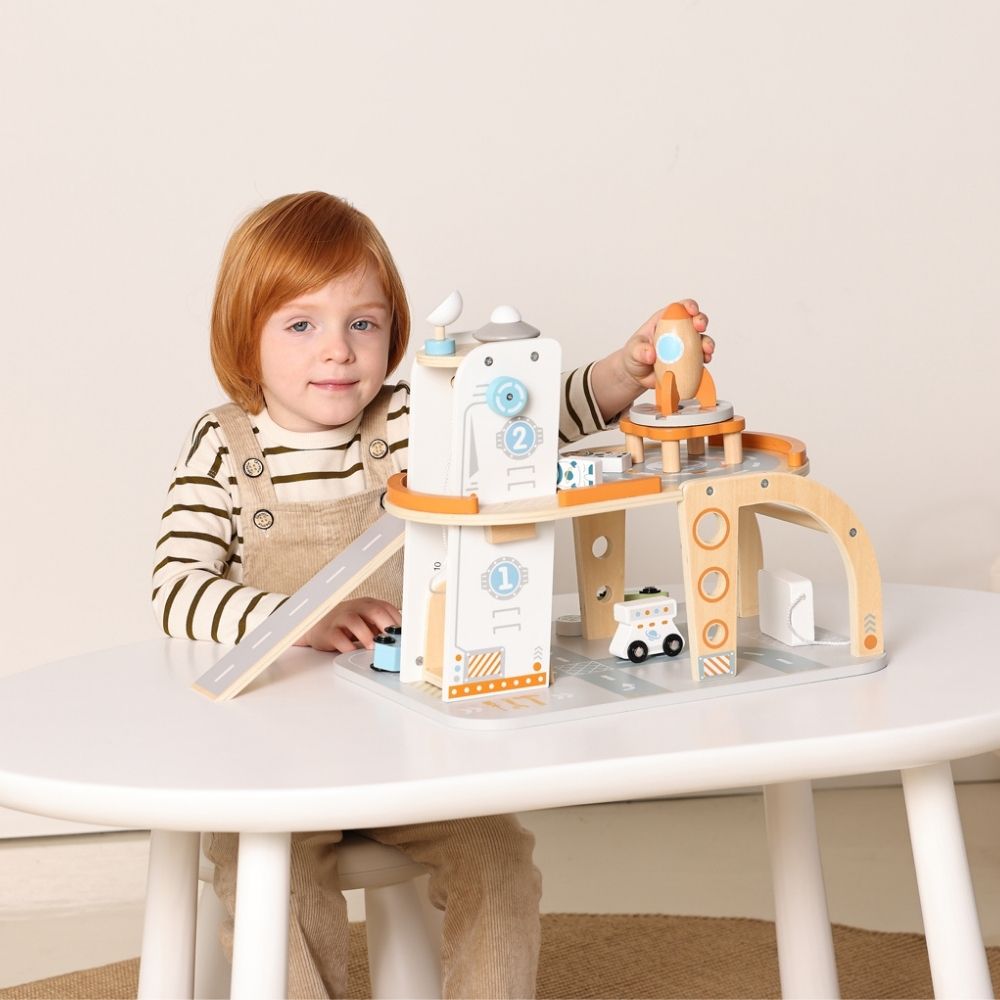 TookyToy - Pretend Play Wooden Space Station Toy Set - 14 Pieces