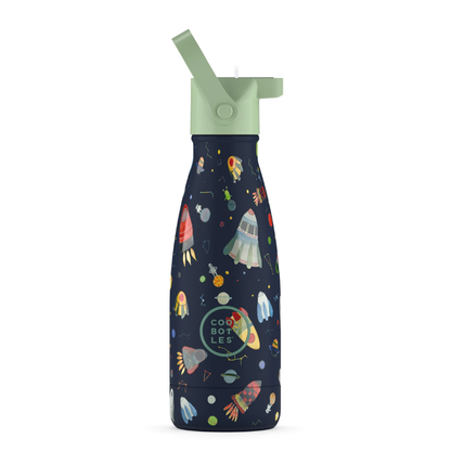 Cool Bottles - Kids Triple-Insulated Water Bottle - Space Rockets 260ml