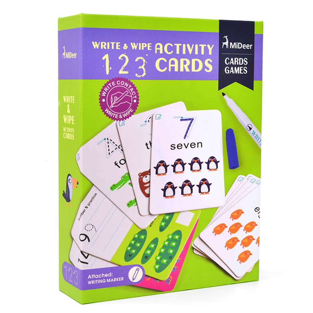 Mideer - Write & Wipe Cards: 123 Numbers - Reusable Learning Cards for Kids