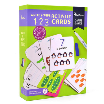 Mideer - Write & Wipe Cards: 123 Numbers - Reusable Learning Cards for Kids