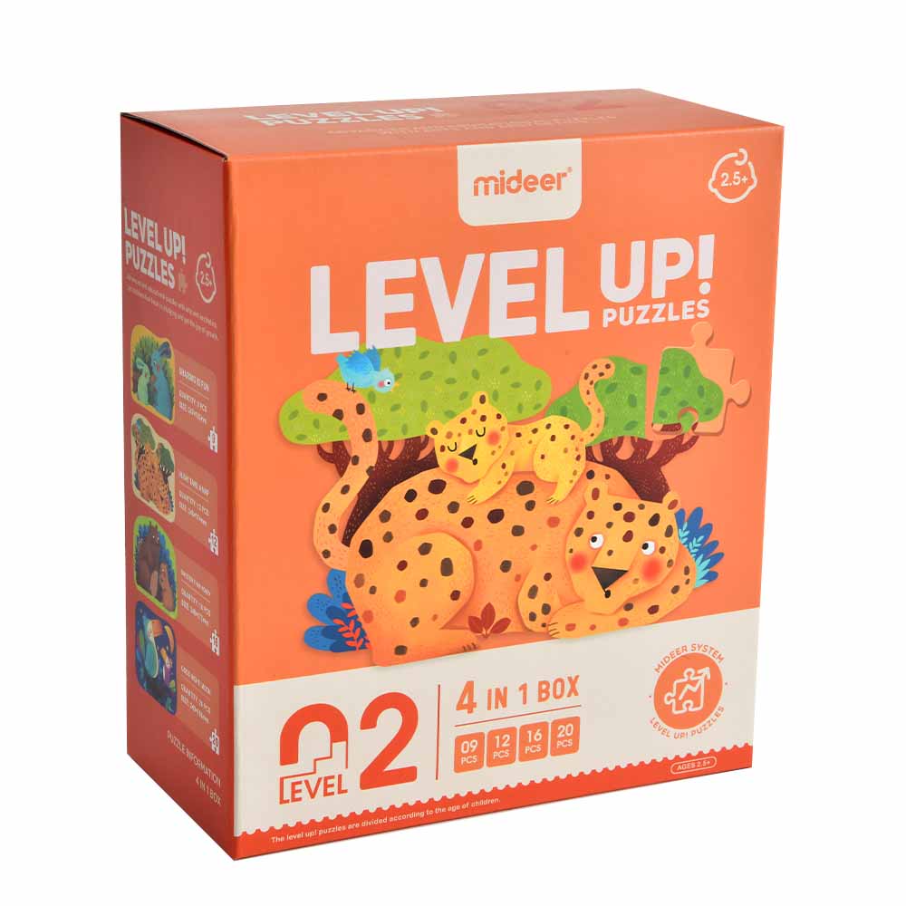 Mideer - Level Up Puzzles - 4-in-1 - Level 2 Animals Mom & Baby