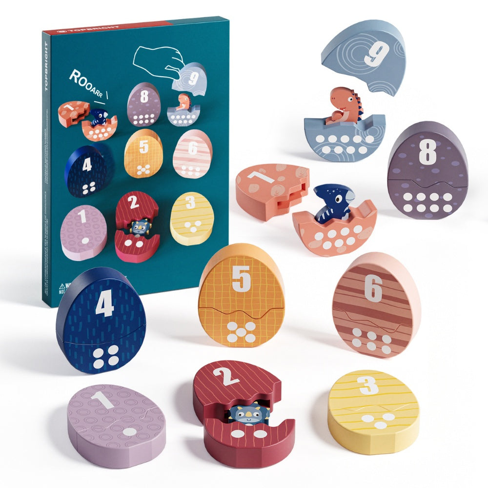 TopBright - Dinosaur Egg Number Puzzle - Counting Matching Toy 18pcs Age 2+