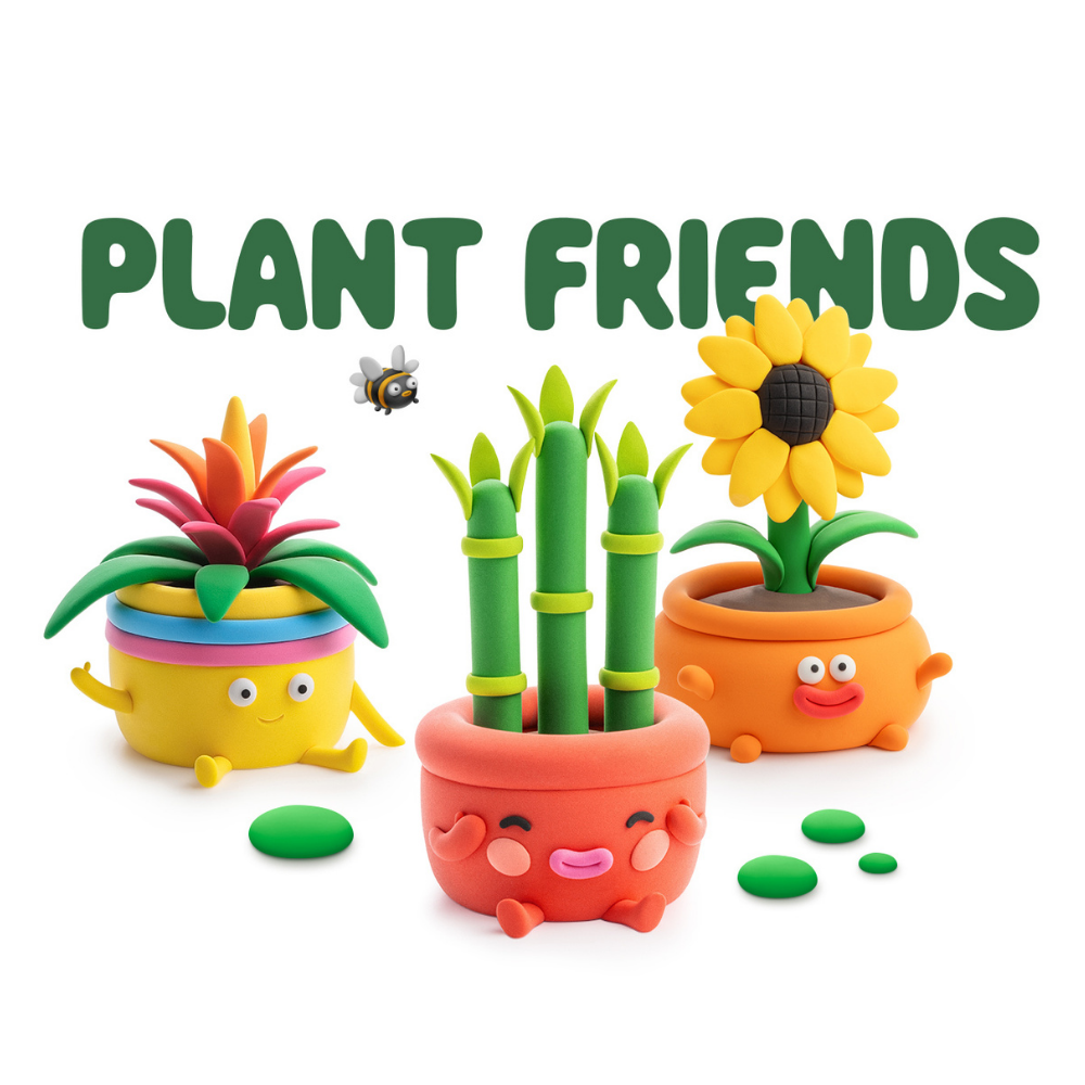 Hey Clay - Modelling Air-Dry Clay with Fun Interactive App - Plant Friends, 15 cans