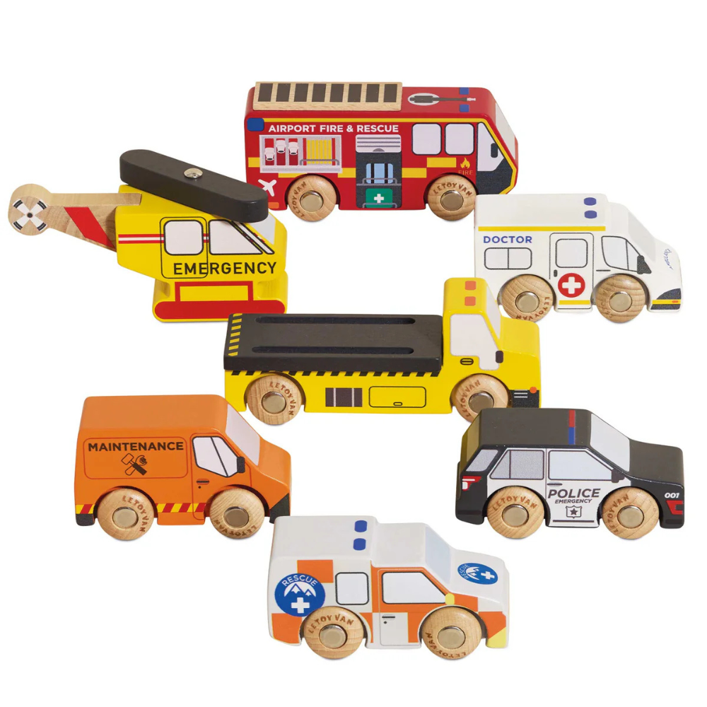 Le Toy Van - Wooden Emergency Helicopter & Rescue Toy Cars