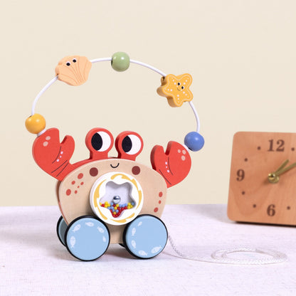 TookyToy - Wooden Pull Along Crab Bead Maze Toy